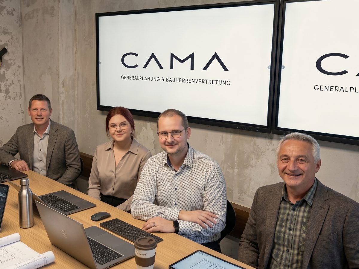 Das Team von CAMA-Objektplanung im Besprechungsraum